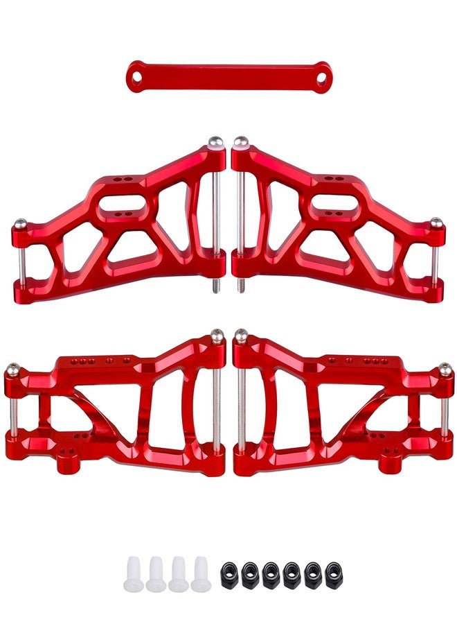 CrazyHobby 4PCS Aluminum Front & Rear Suspension A-Arms Set and Tie Bar for 1/10 Traxxas Slash 2WD Upgrades Parts, Replacement of 2555 3631 2532 (Red) - Image 1